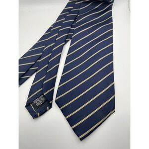 Carlo Colombo The Rack Mens Silk Tie Navy Blue Gold White Striped Made in Italy